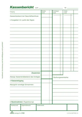 Productafbeelding van RNK Verlag 3146 - Kasverslagboekje, met velden voor btw-registratie, 50 bladen, DIN A5