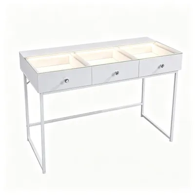 Image de VANITII Coiffeuse avec éclairage LED Blanc 115 x 55 x 81 cm