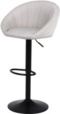 Image de Tabouret de bar réglable en hauteur, avec assise et dossier en lin beige - tabouret de cuisine, chaise de bar pivotante