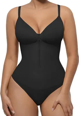 Productafbeelding van Shapewear Bodysuit - Lichaamsvormer Corrigerend - Dagelijkse Vormgeving - Ritssluiting Voorsluiting - Verstelbare Banden - Zwart