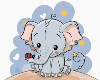 Produktbild von Zuty - Malen nach Zahlen - ELEFANT MIT MARIENKÄFER, 40x50 cm, mit Keilrahmen (bereits gespannt)
