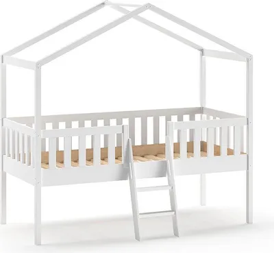 Produktbild von FURNLUX Hausbett Dallas Weiss 90x200cm / Hauptfarbe: Weiß / Abmessungen: 120 x 209 x 202 cm