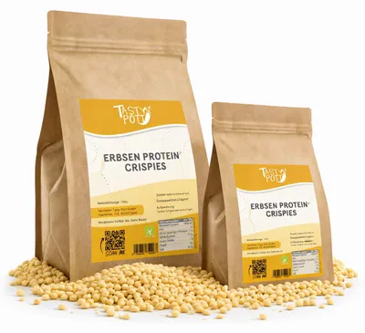 Produktbild von Tasty Pott Erbsenprotein Crispies 57% Eiweiß - im Beutel