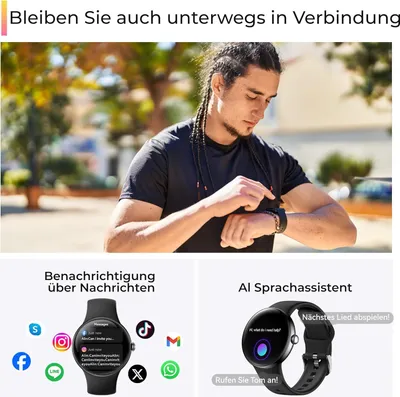 Produktbild von mit Bluetooth-Anruf/Herzfrequenz/Stress/Schlaf-Tracker/Schrittzähler, 100+ Sportmodi, IP68 wasserdichte Sportuhr,