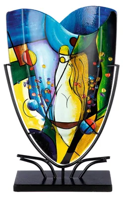 Zdjęcie produktu dla Casablanca Glasart, Vase, flach, oval, "Magic", Glas, Metall, mehrfarbig, , L. 10 cm, B. 30 cm, H. 47 cm 52434