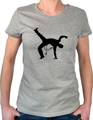 Produktbild von Huuraa Damen T-Shirt Capoeira Silhouette S Sport Grey Bio Baumwolle Fairtrade Damenshirt Geschenkidee