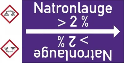 Produktbild von Dreifke® Rohrleitungsband Natronlauge > 2%, DIN 2403, ab Ø 15mm, violett/weiß...