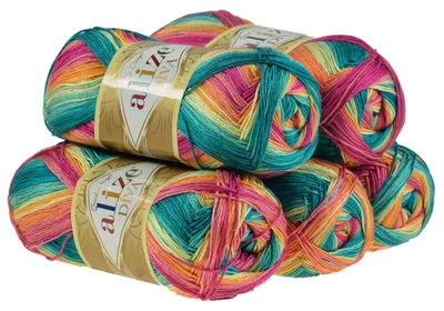 5 x 100g Strickgarn ALIZE DIVA BATIK Farbverlauf Häkelgarn Wolle Stricken Häkeln