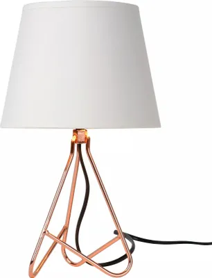 Produktbild von Tischleuchte Stoff Weiß Metall Kupfer E14 H:30 cm Nachttischlampe Schlafzimmer