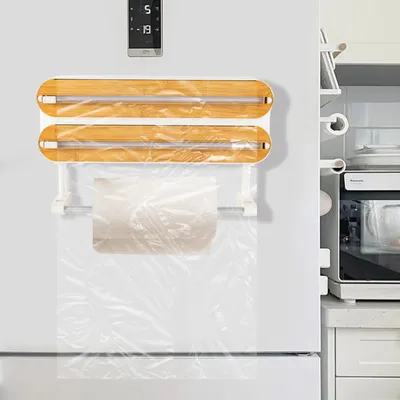 Produktbild von 3 in 1 Aluminiumfolienspender, Magnetischer Papierhandtuchhalter, Frischhaltefolienspender für die Küche