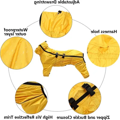 Productafbeelding van Honden Regenjas - Huisdier Kleding - Droog Blijven - Volledige Lichaamsbedekking - 3XL - Geel