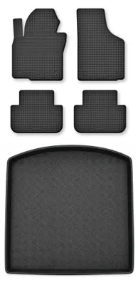 Zdjęcie produktu dla Dywaniki gumowe + mata bagażnika do Volkswagen Touran I 2010-2015 (standardowy bagażnik) – czarne, dobierane – Wielganizator Semi-Universal