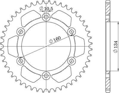 Productafbeelding van Staal kettingtandwiel Supersprox 525 - 41 tanden (zwart) RFE-1307:41-BLK | Binnenmaat 134,0 mm, Buitenmaat 160,0 mm, 6 gaten