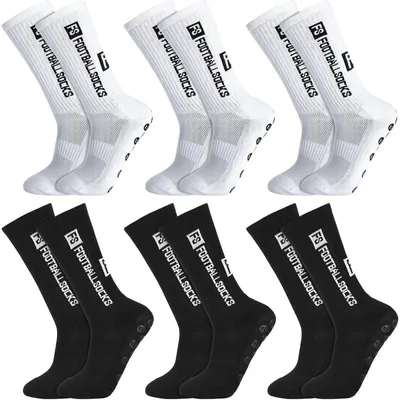 Productafbeelding van Sokken, voetbalsokken, antislip, voor heren en dames, maat 39-46, wit, zwart