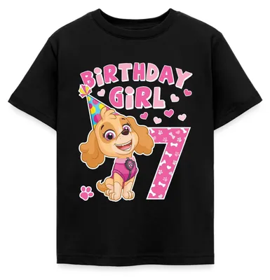 Produktbild von Spreadshirt Paw Patrol Geschenk 7 Jahre Alt 7. Geburtstag Skye Kinder T-Shirt, 122/128 (7-8 Jahre), Schwarz