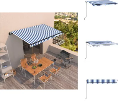 Produktbild von vidaXL Markise Automatisch Einziehbar 450x350 cm Blau und Weiß -  Markisen