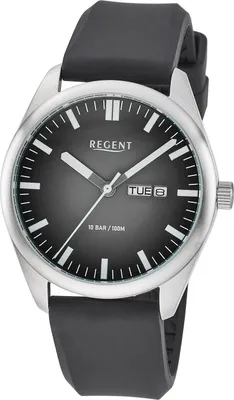 Regent F-1590 Herren-Armbanduhr Gut Ablesbar Edelstahl/Schwarz 1