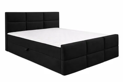 Zdjęcie produktu dla Kontynentalne łóżko BELLA, wymiary 120 x 200 x 108 cm, w ciemnoszarym obiciu MANILA, z pojemnikiem na pościel i materacem topper, w komplecie