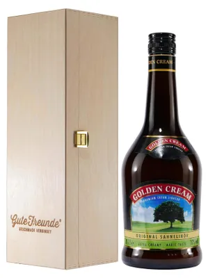 Produktbild von Golden Cream Sahnelikör mit Geschenk-Holzkiste
