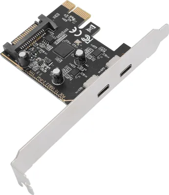 Produktbild von PCIe-zu-Typ-C-Adapterkarte, USB 3.2 Gen1, 2-Port-Erweiterungskarte, ASM1042-Hauptsteuerchip, 5 Gbit/s für Desktop-PC