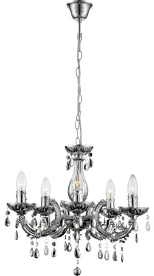 Produktbild von Kronleuchter, Lüster, Kristalle, silber, 5-flammig, H 128 cm