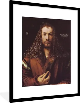 Produktbild von MuchoWow® MuchoWow® Gerahmtes Poster Selbstbildnis - Albrecht Dürer Gemälde 60x80 cm - Poster mit zchwarzem Bilderrahmen - Wohnzimmer - Dekorationen - Prämie