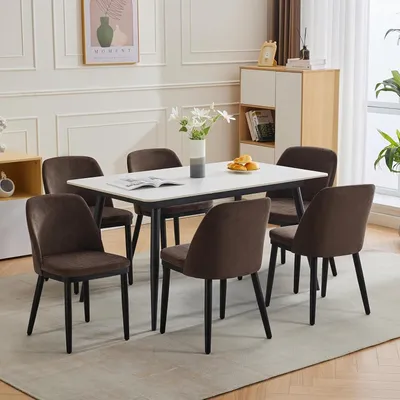 Produktbild von Esszimmerstühle, Set mit 6 - Stühle, Küchenstühle, Esszimmerstühle, Lunchstühle - Modernes Design - Dicke Polster