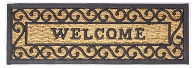 Produktbild von Kokos-Fasermatte Welcome mit Kautschuk, rutschfeste Schmutzfangmatte für Innen- und Außenbereich, 75 x 25 cm