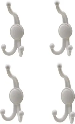 Immagine prodotto di Set universale di ganci appendiabiti, 4 pezzi, in plastica bianca, 14 cm