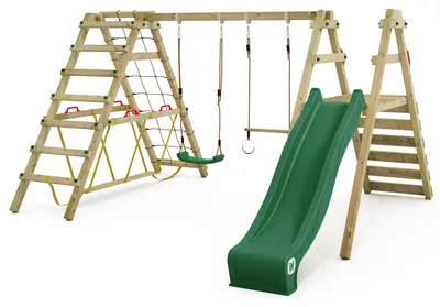 Immagine prodotto di Altalena da giardino Wickey Smart Shake con scivolo e struttura per arrampicata, color verde