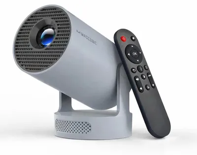 Image de Projecteur portable - HY300 Pro Plus - Résolution native 720p - 290 ANSI lumens - Android - Bluetooth - Correction trapézoïdale automatique - Gris avec télécommande vocale