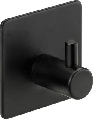 Produktbild von Hettich Garderobenhaken selbstklebend 1 Haken Stahl 4,5 x 4,5 x 2,8 cm schwarz matt