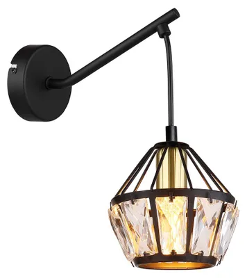 Produktbild von Wandleuchte, Metall, Schwarz-matt, Messing, H 25 cm