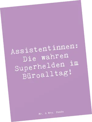 Produktbild von Mr. & Mrs. Panda Postkarte Spruch Assistentin Heldin - Lavendeltraum - Geschenk, Ansichtskarten, Berufsgestaltung, Berufsliebe, Ansichtskarte, Korrespondenz, Berufe