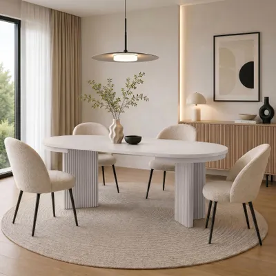Produktbild von BEAUTYSOFA | Runder Ausziehbarer Esstisch PRESTIGE Ø 100–180 cm, Kaschmir/Kaschmir, Moderner Esstisch für Esszimmer Küche, Skandinavischer & Loft-Stil