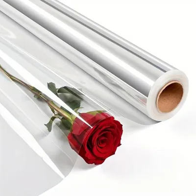 Imagen del producto de Película de celofán transparente, de 2,2 mm de grosor, 40 cm x 30 m, para embalaje de regalos