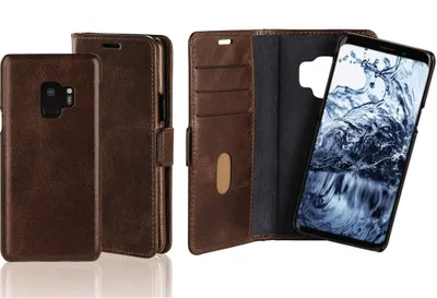 Immagine prodotto di Libretto 2in1 in vera pelle + cover marrone per Samsung Galaxy S9