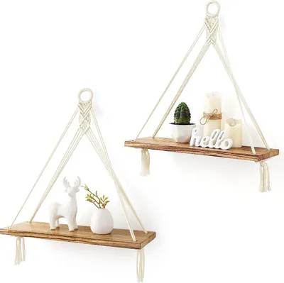 Produktbild von [2-teiliges Set] Weißes Aufbewahrungsregal aus Holz mit Baumwollseilspitze