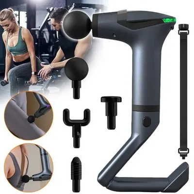 Image de Pistolet de massage électrique Masseur musculaire Pistolet de fascias avec 4 têtes de massage, masseur USB