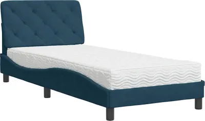 Produktbild von vidaXL Bett mit Matratze Blau 90x190 cm Samt