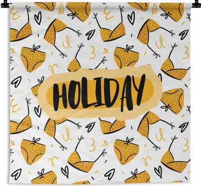 Produktbild von MuchoWow® Wandteppich Wandbehang Gelb - Schwarz - Sommer 150x150 cm Tapisserie Dekoration Wandtuch - Wohnaccessoires - Modernes