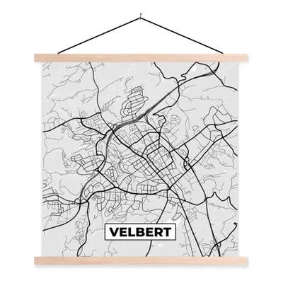 Produktbild von MuchoWow® Textilposter Deutschland - Karte - Velbert - Stadtplan 60x60 cm mit holzfarbenen Rahmen - Wanddekoration