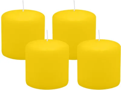 Produktbild von 4er Set Adventskranzkerzen Zitrone Gelb Ø 60 x 80 mm