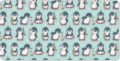 Produktbild von MuchoWow® Schreibtischunterlage Tiere - Muster - Pinguin 80x40 cm - XXL Mauspad - Gaming Mauspad