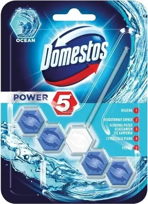 Produktbild von Domestos Power 5 WC-Hänger Ozeanfrische, 55g, langanhaltende Frische und Hygiene