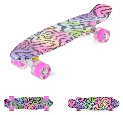 Produktbild von Byox Kinder Skateboard Stars 22 Zoll LED, 85A PolyurethanRollen, ABEC 7, bis 85 kg pink