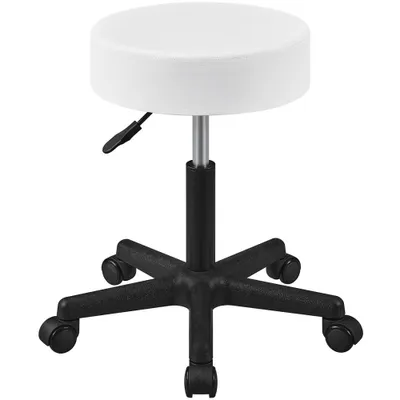 Produktbild von Yaheetech Rollhocker Drehhocker, höhenverstellbarer Arbeitshocker, Drehstuhl mit Rollen, Praxishocker Kosmetikhocker, bis 150 kg, Weiß