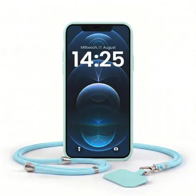 Produktbild von Handyhülle für Apple iPhone 12 Pro mit Handykette Band Kordel Hülle Case Schutzhülle Hellblau