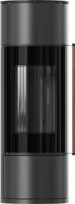 Immagine prodotto di Stufa in acciaio KRATKI AMBLER Ø150 7 kW rivestimento nero maniglia in legno jatoba