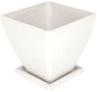 Productafbeelding van KOTARBAU® Bloempot plantenbak groot van gerecyclede materialen 30x30x28cm met onderzetter 23x23x2 cm wit